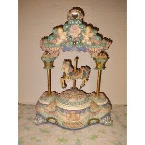 Vintage Music Box 11" Porcelain Carousel Horse "The Carousel Waltz"
